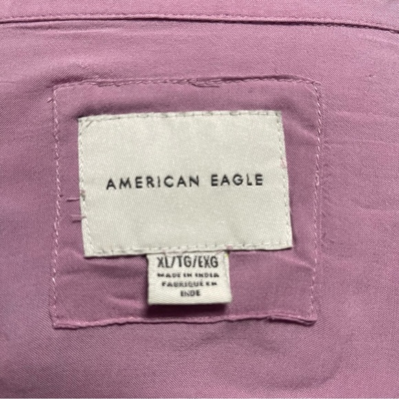 American Eagle Violet Cropped Floral Embroidered Resort Boxy Shirt XL - Picture 8 of 9